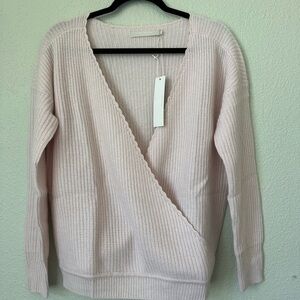 Revolve One Grey Day  | Cashmere Pink Wrap Sweater